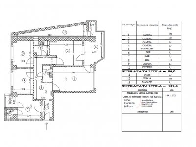 4 Camere Decomandat DE RENOVAT 110 MP Total