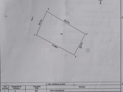 Albota – teren intravilan 600 mp, deschidere 33 ml