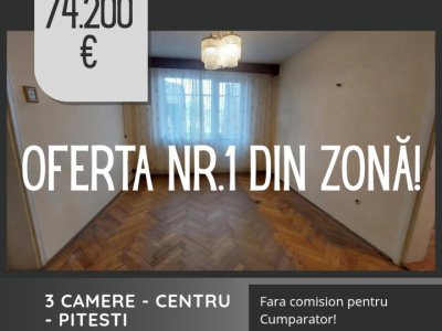 Apartament 3 camere la cativa pasi de centru Pitesti