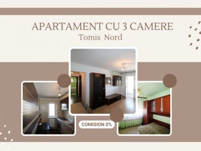Apartament 3 camere confort 1, cu centrala pe gaz in zona Tomis Nord